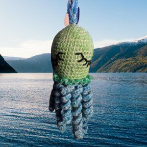 OLIVER the OCTOPUS - AMIGURUMI - HANDMADE - CROCHETED - 10" LONG w/ HANGING LOOP